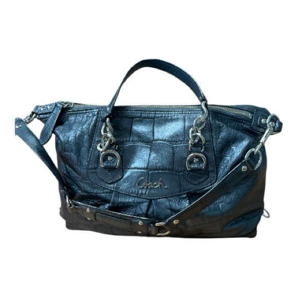 Coach - EC - Rare Silver Slate Croc-Embossed Leather Satchel - Picture 2 of 9